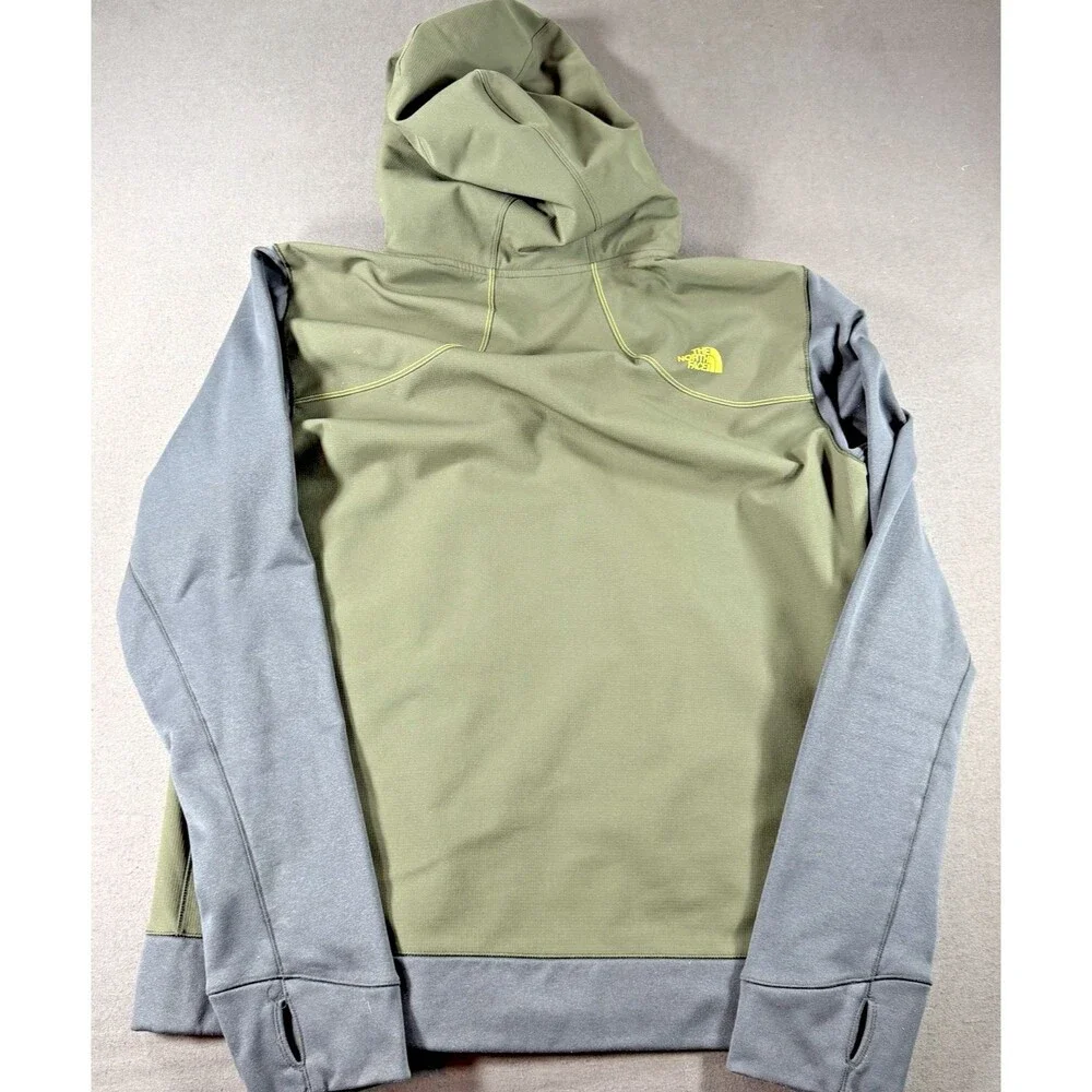 The North Face Jacket Mens Large Green Full Zip Hybrid Softshell Hooded Kilowatt